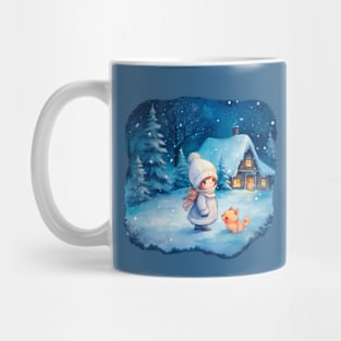 Girl and little fox at Christmas Mug